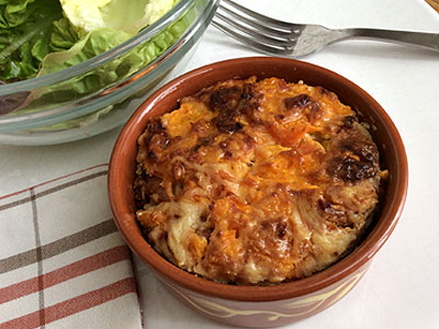 Photo Dés de potiron gratinés